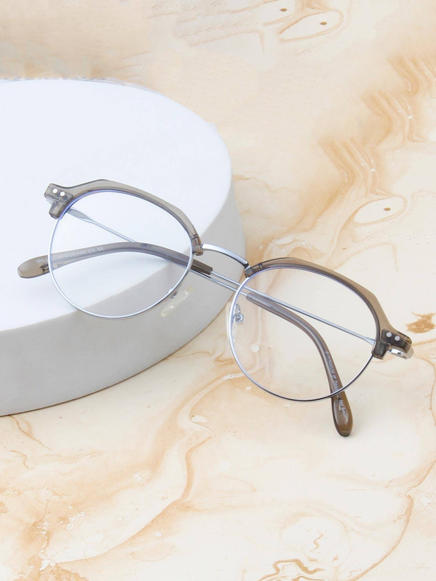 TED SMITH Unisex Full Rim Square Silver Eyeglass Frame
