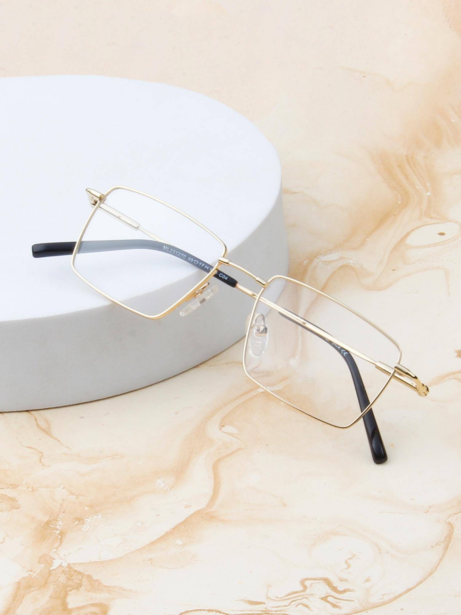 TED SMITH Unisex Full Rim Rectangle Gold Eyeglass Frame