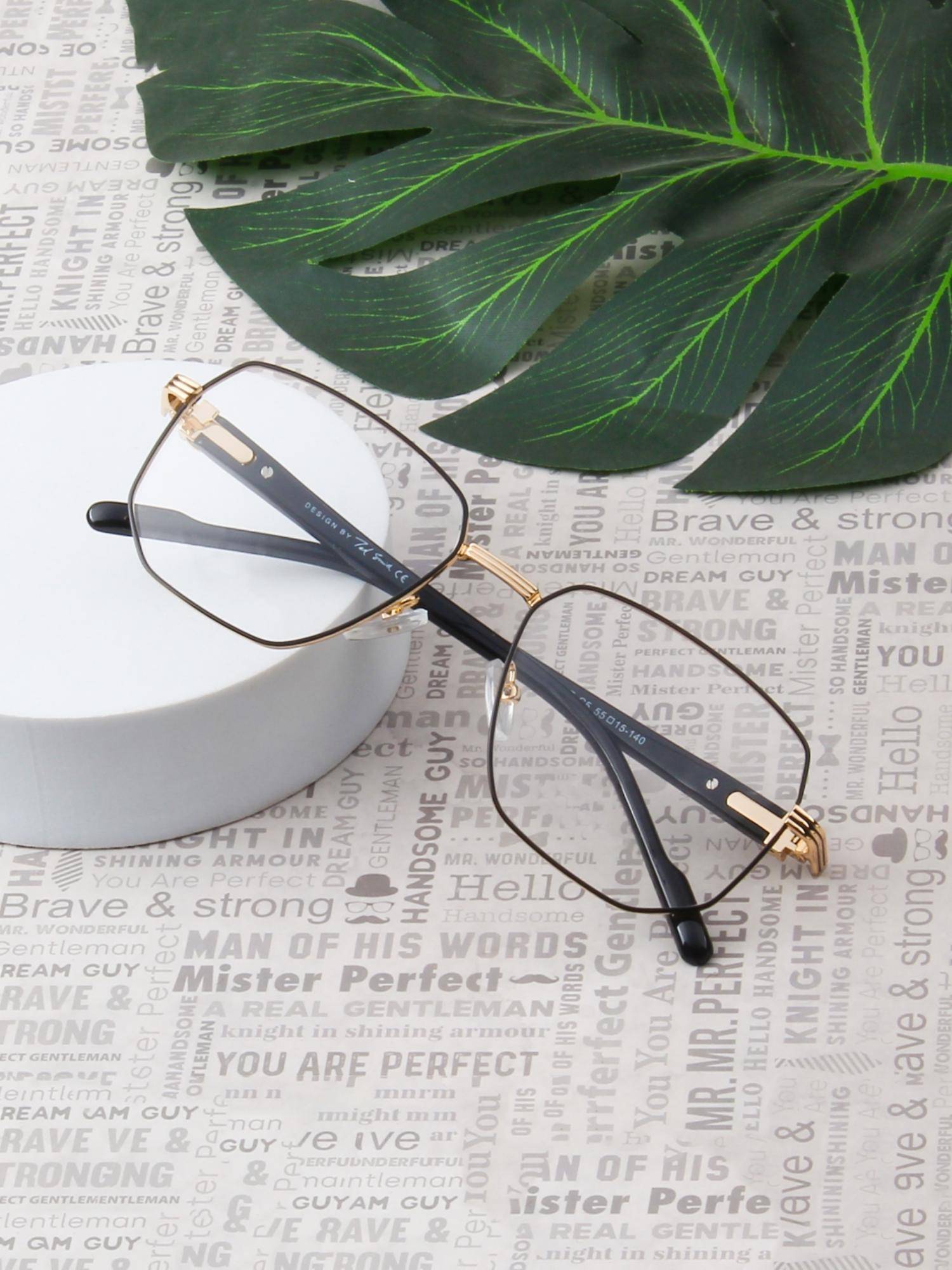 TED SMITH Unisex Full Rim Rectangle Gold Eyeglass Frame