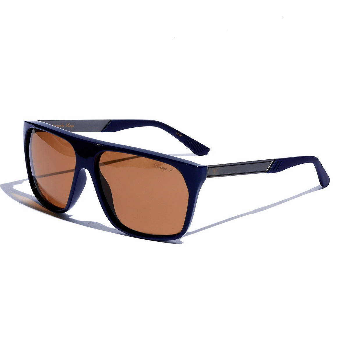 Vintage Unisex Polarised & UV Protection Brown Lens Rectangle Sunglasses
