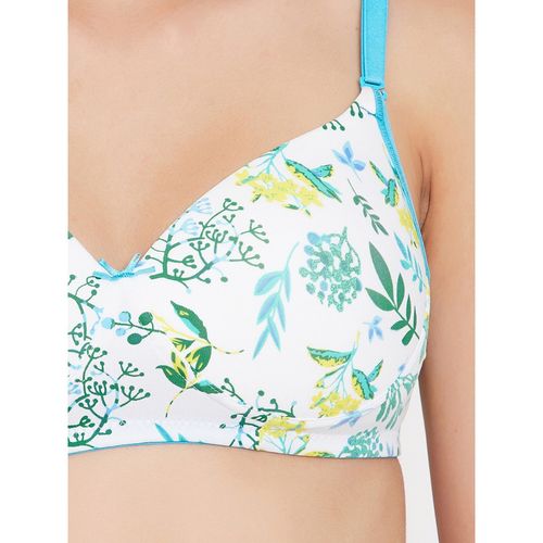 Buy Clovia Padded Non-Wired Full Cup Floral Print Multiway T-Shirt Bra in  White online