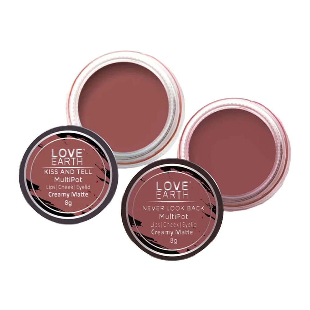 Love Earth Lip Tint & Cheek Tint Multipot Combo (Mauvish Pink & Ruby
