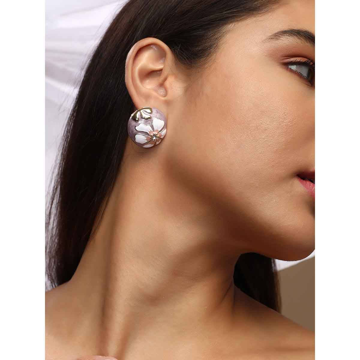 SOHI Womens The Hana Stud Earrings - Purple