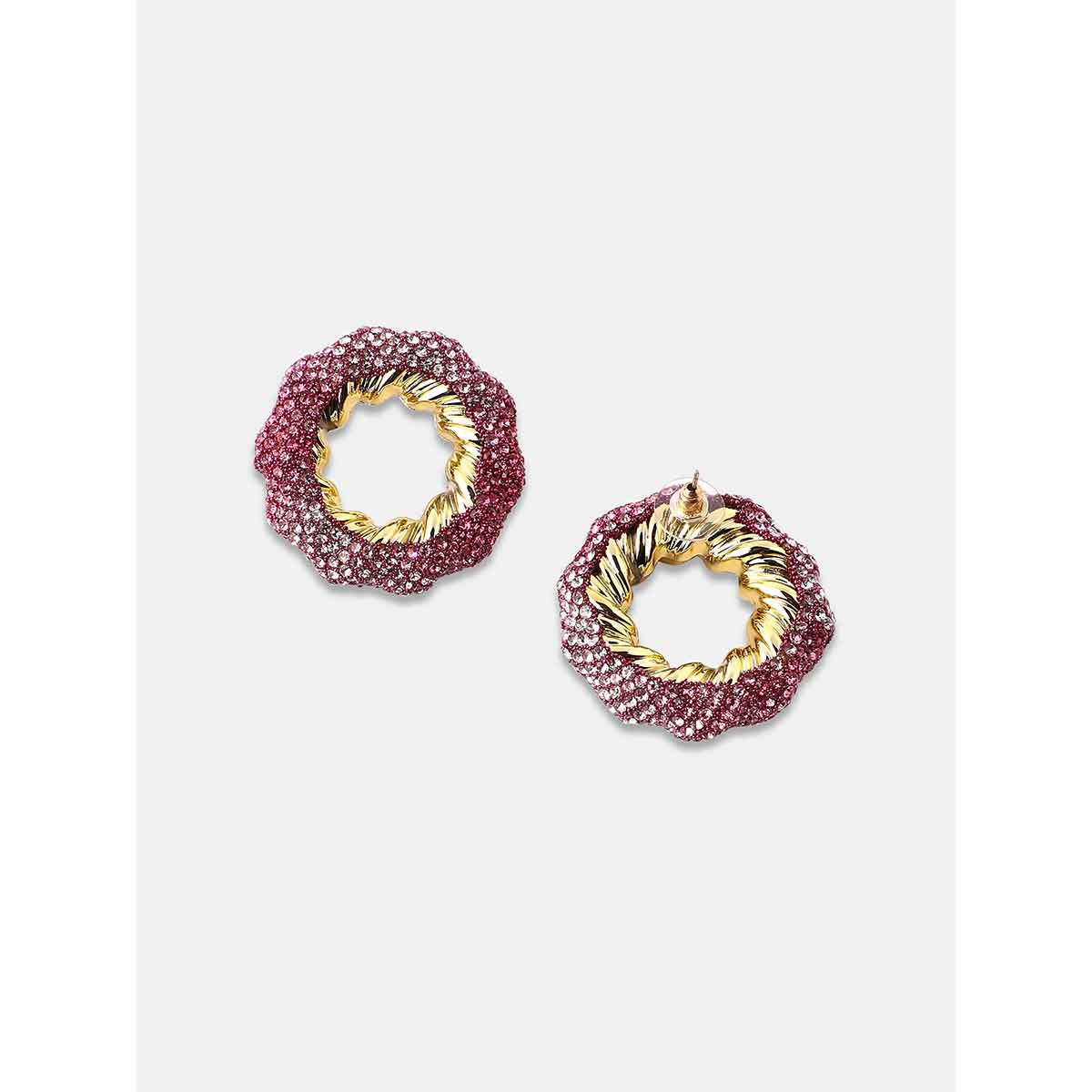 Buy Sohi Womens The Jingle Stud Earrings Pink Online