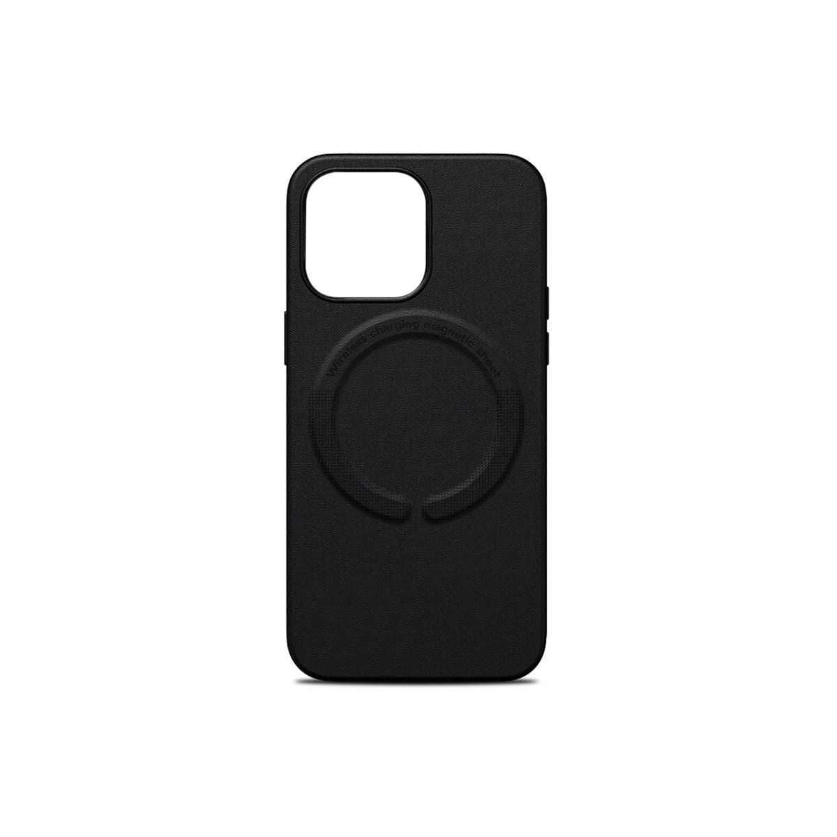 TREEMODA Black Leather MagSafe Case for Apple iPhone 13