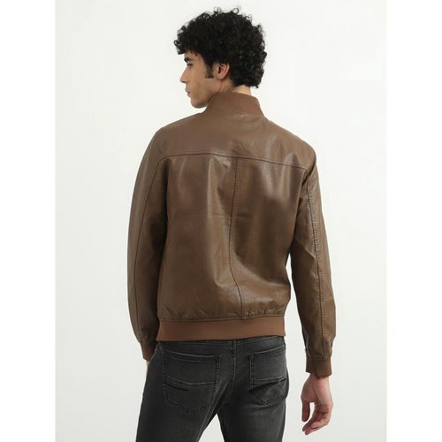 United Colors Of Benetton Men Solid High Neck Jacket Brown - Main Image