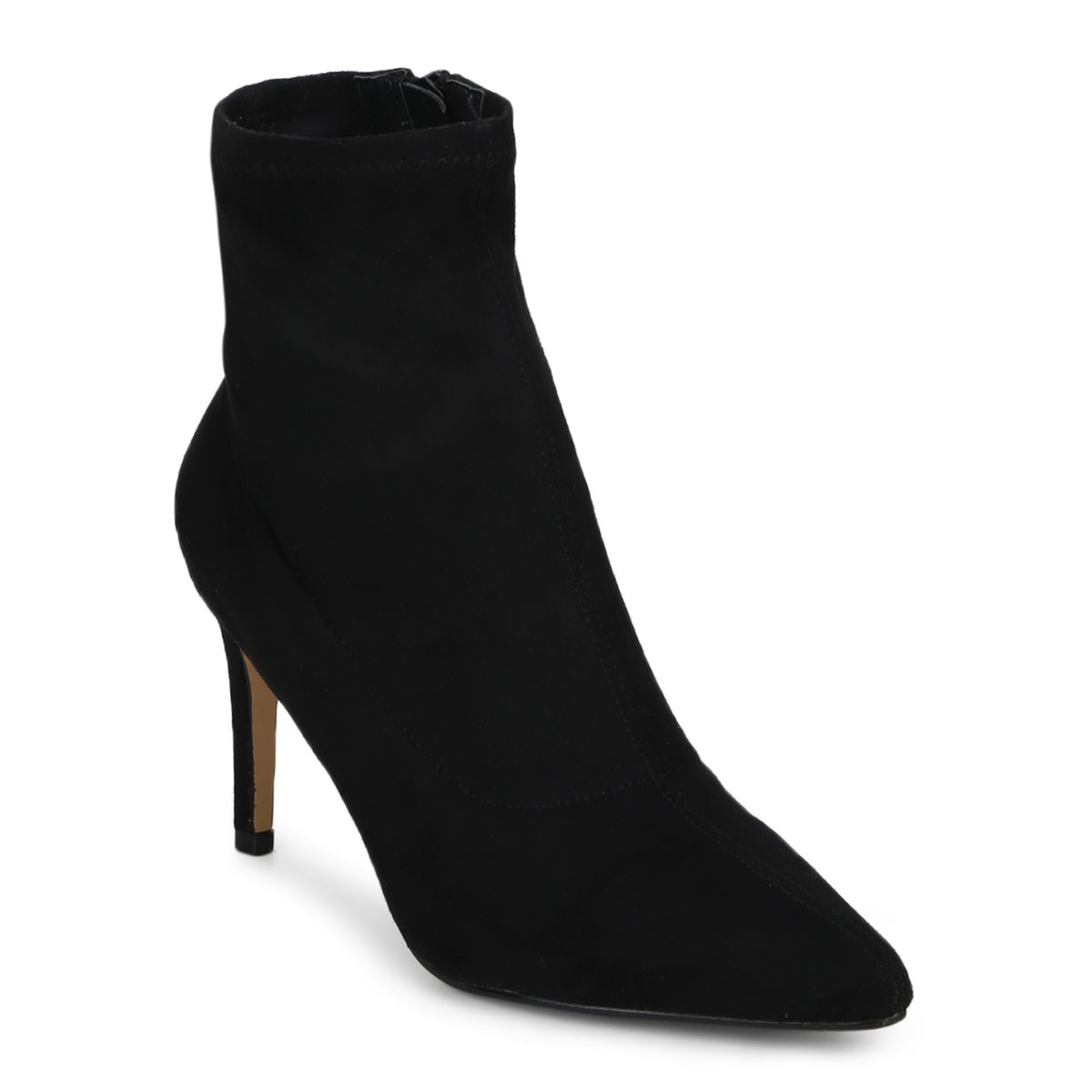 black suede ankle booties low heel