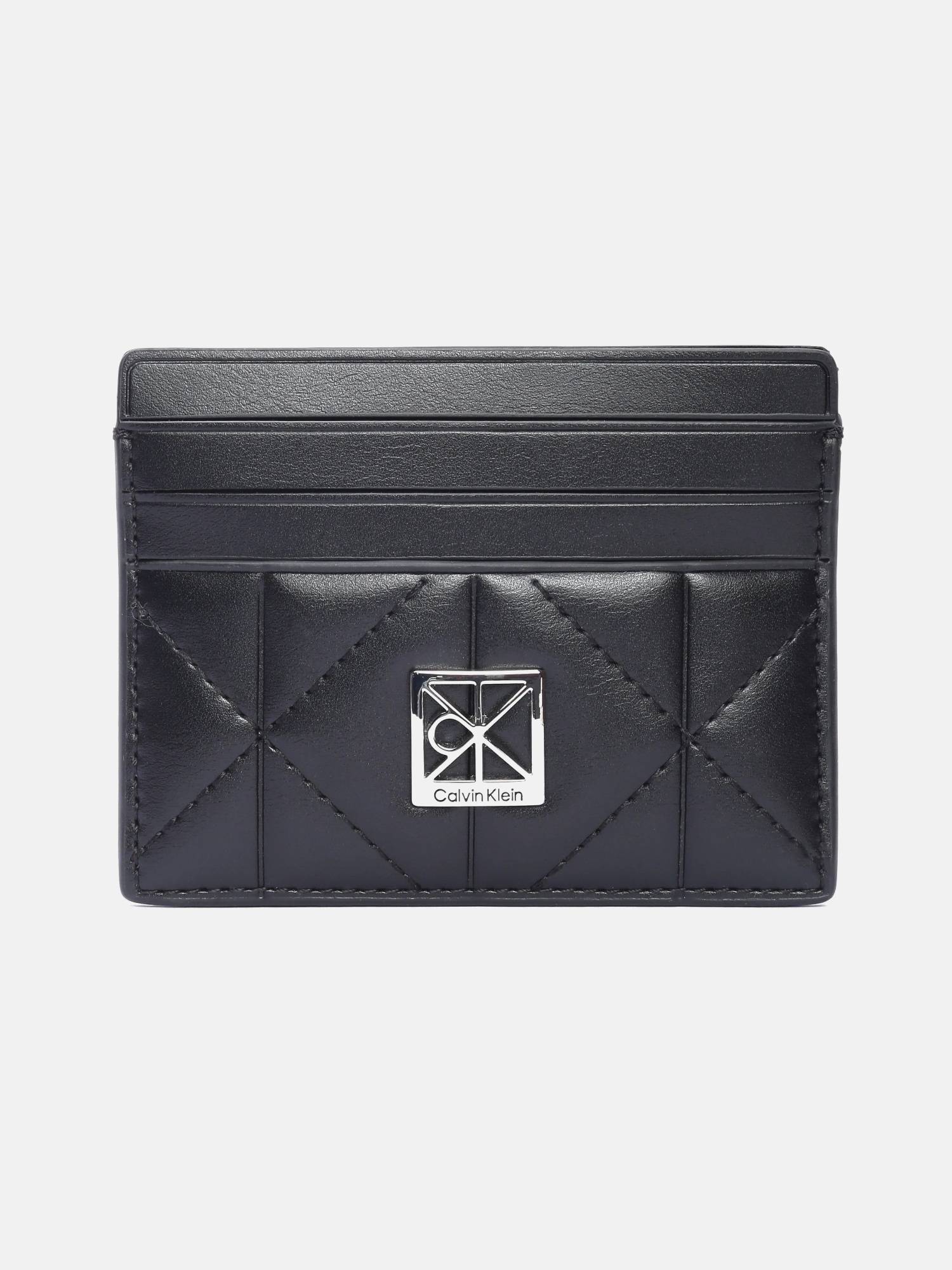 Calvin Klein Quilted Black Polyester Card Wallet