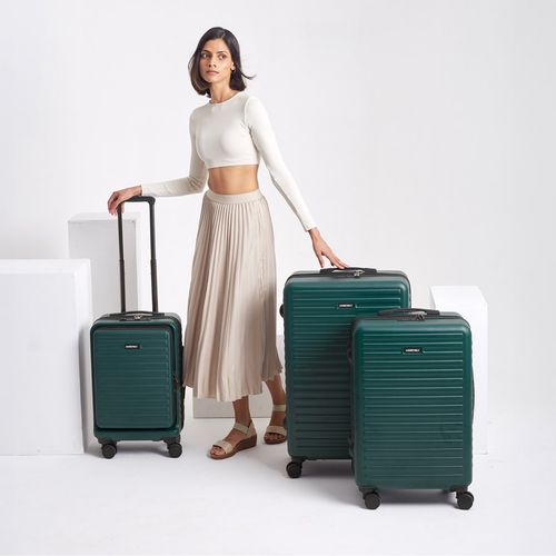 Assembly Set of Luggage Trolley- 28, 24 20 inches Hardsided Suitcase  Green