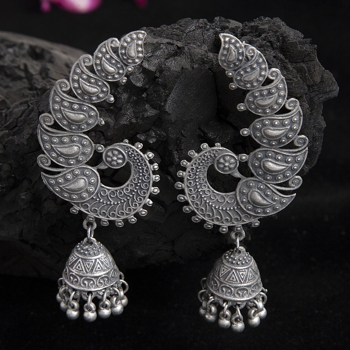 Buy Moedbuille Tribal Design Oxidised Silver Plated Handcrafted Peacock