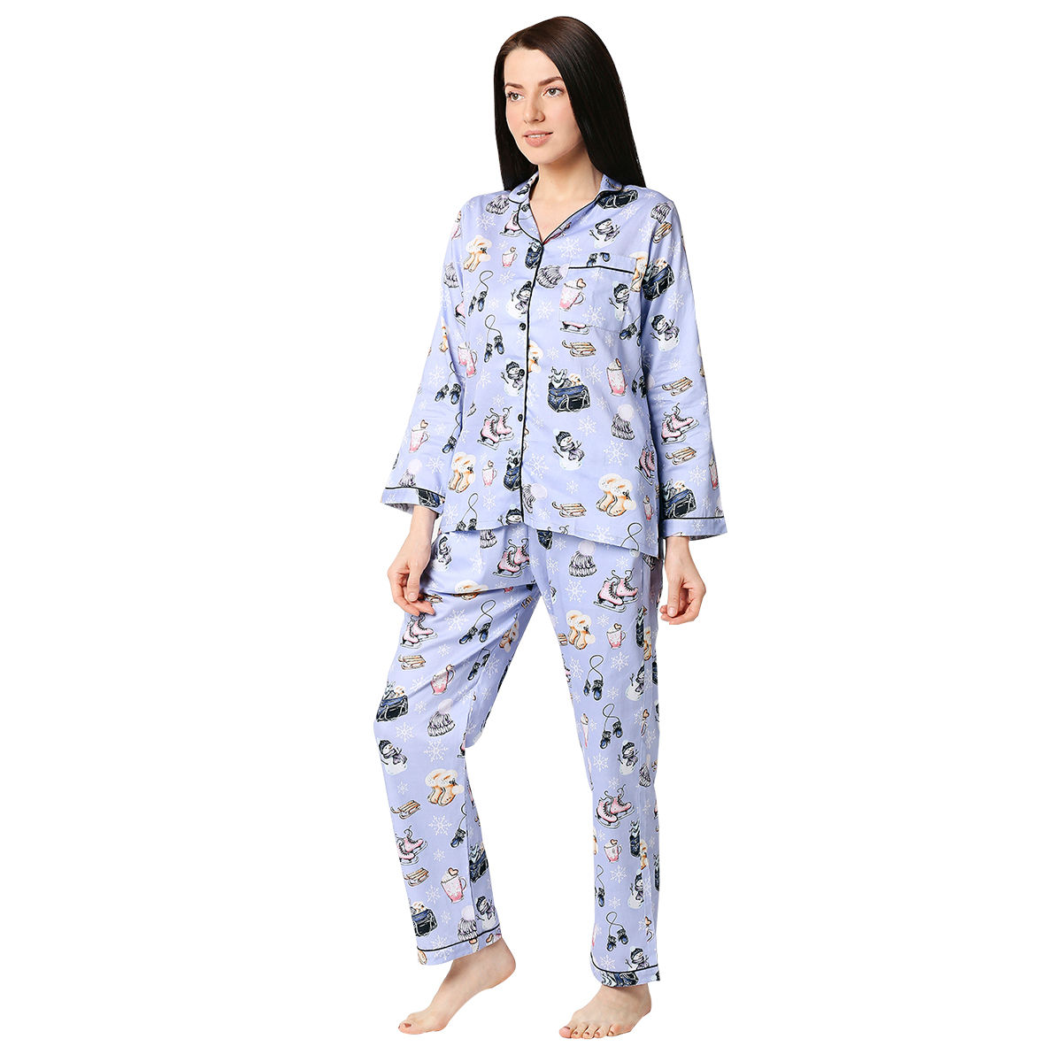 Pyjama Party Cozy Winter Women's Cotton Pyjama Set - Purple: Buy Pyjama ...