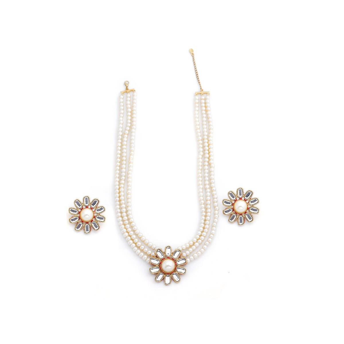 Estele Gold Plated Ravishing Neutral Designer Pearl Jewellery Necklace Set for Women