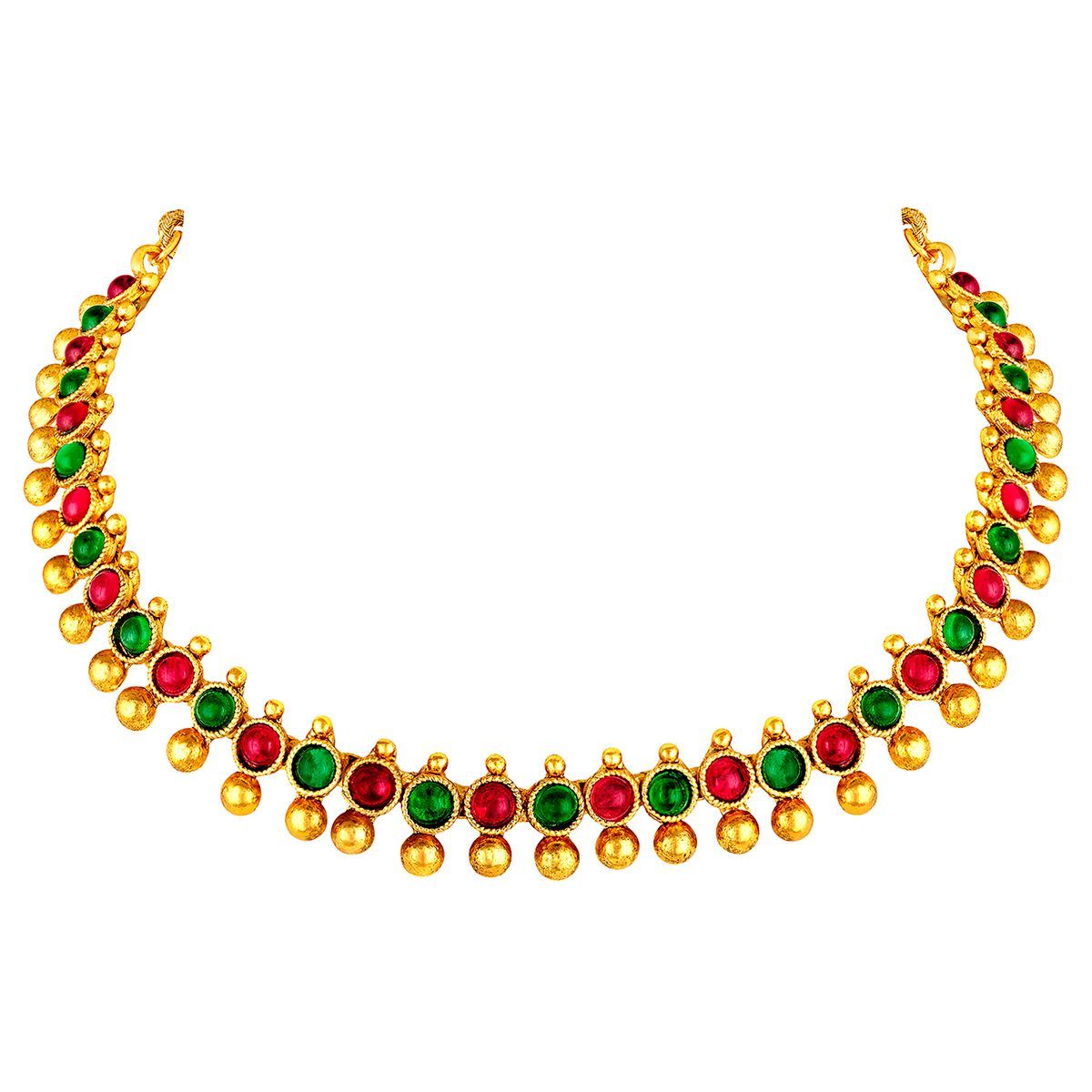 Buy Peora Traditional Gold Plated Blue Choker Necklace With Stud