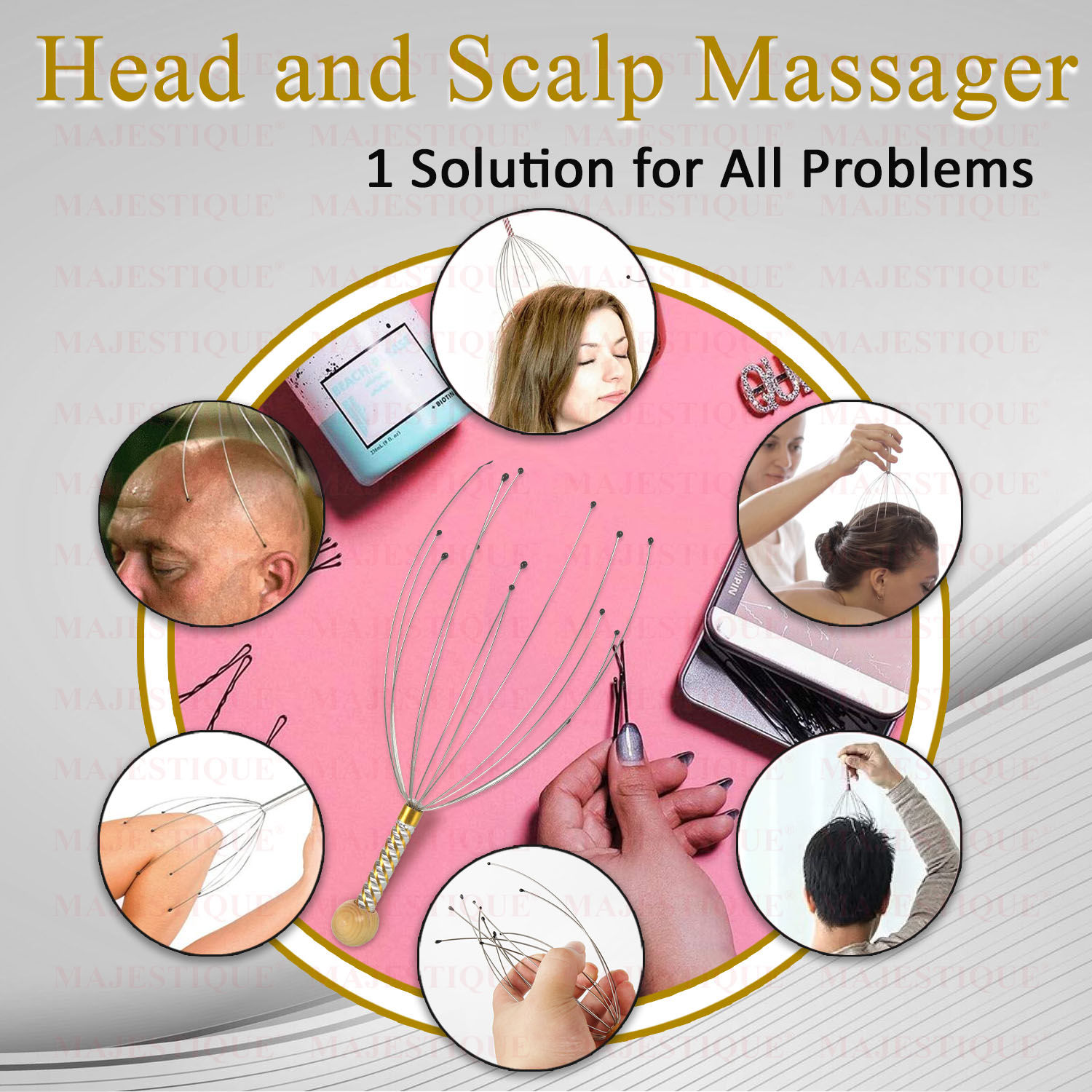 Majestique Scalp Massager for Handheld Head Massage Tingle Stress Relief Color May Vary Buy