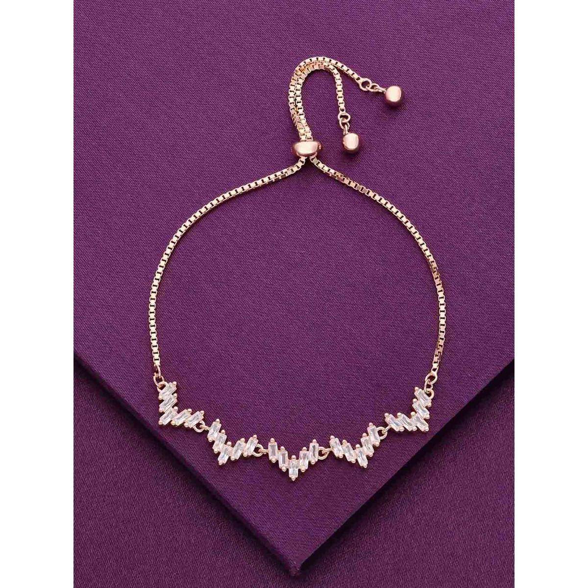 Kai Jewel Sterling Silver Rose Gold The Queen Of Hearts Line Adjustable Bracelet