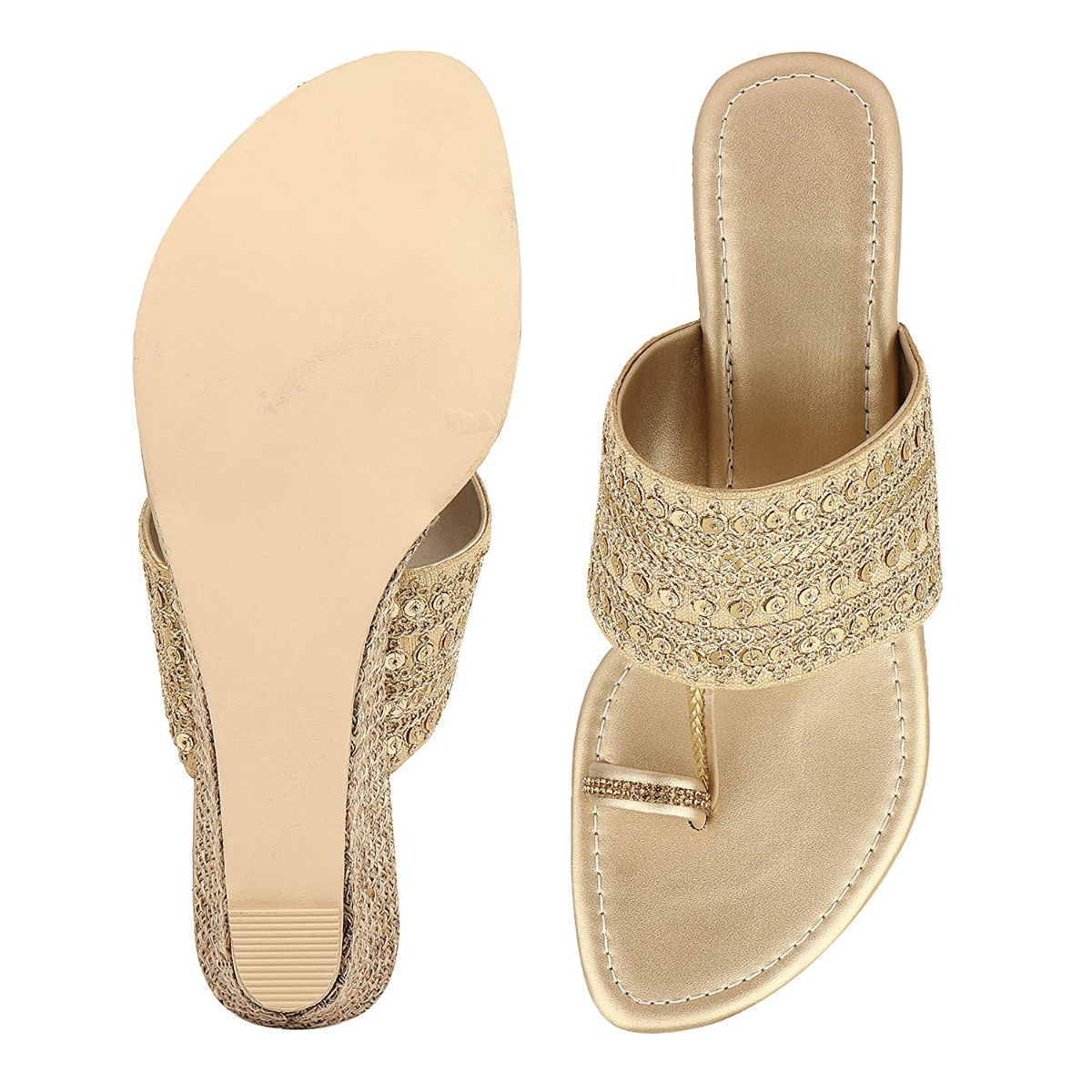 Buy Shoetopia Women Gold-toned Heels Online