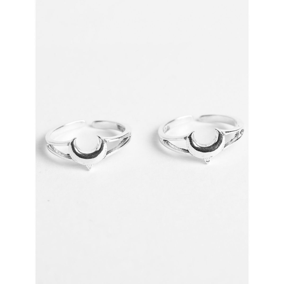 Buy CLARA 925 Silver Size Adjustable Moon Toe Rings Pair Gift For 