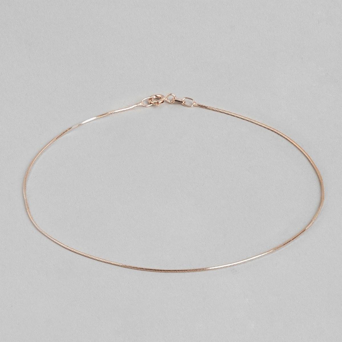 Zavya Minimal Snake 925 Silver Anklet Rose Gold Plating