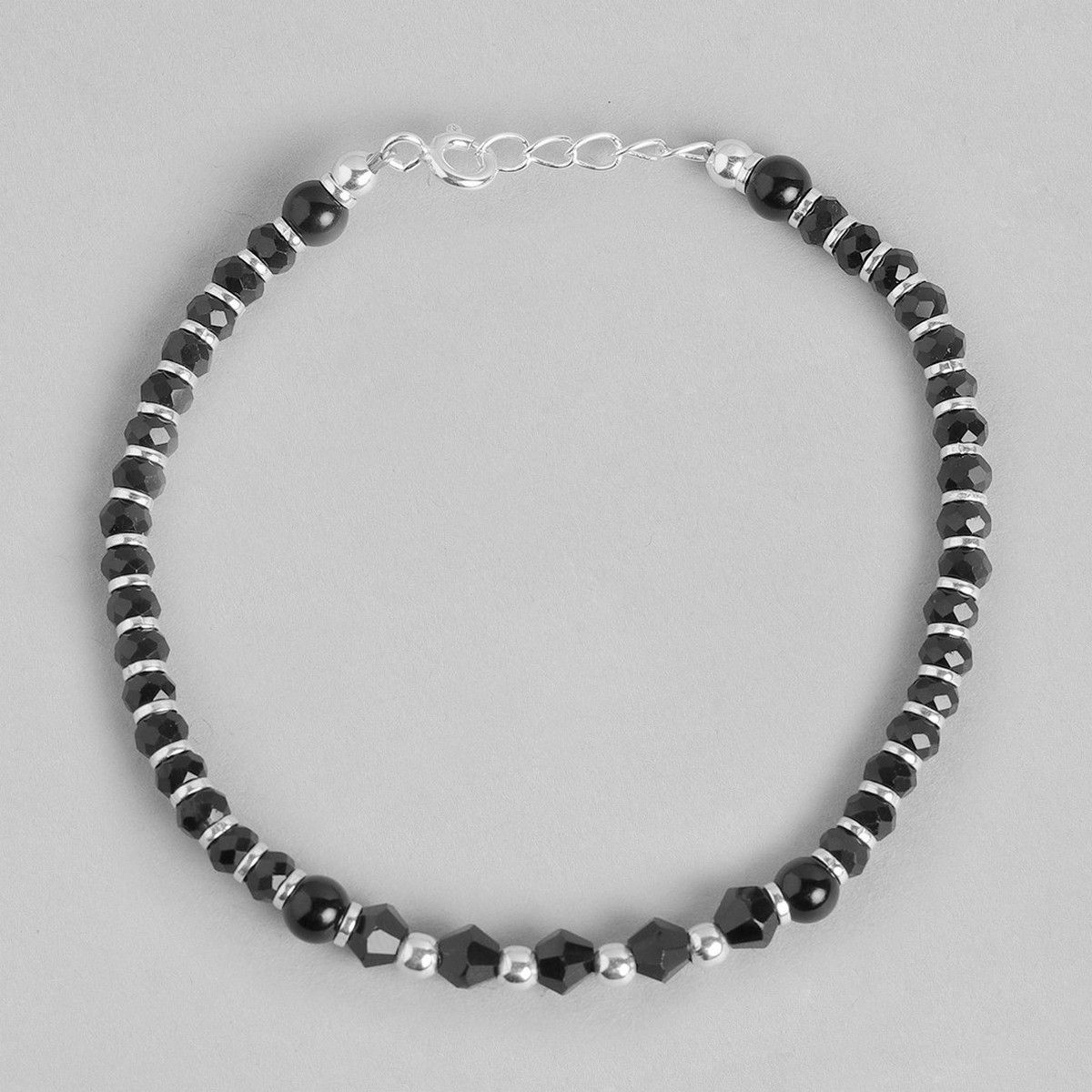 Stylish Black Silver With American Diamond Bracelet For Girls  Women