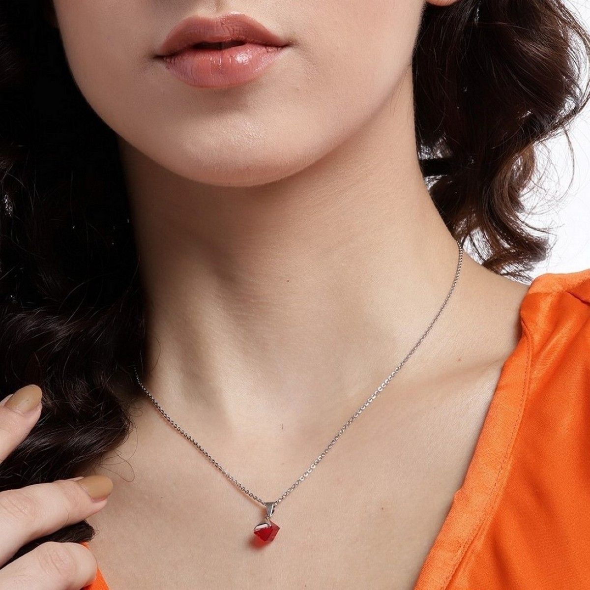 Rose Gold Loving in Red Pendant With Link Chain – GIVA Jewellery