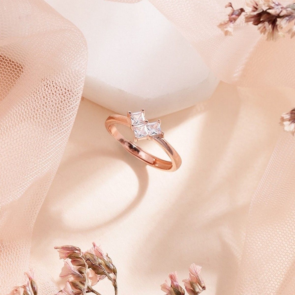 Silver, Rose Gold & CZ Mix & Match Stacking Rings - Cavendish French