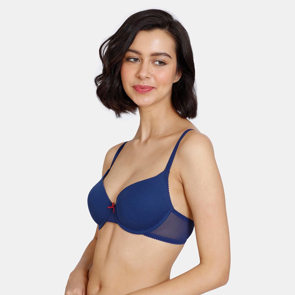 Zivame Beautiful Basics Padded Wired Medium Coverage T Shirt Bra Blue Depth Blue Buy Zivame 4858