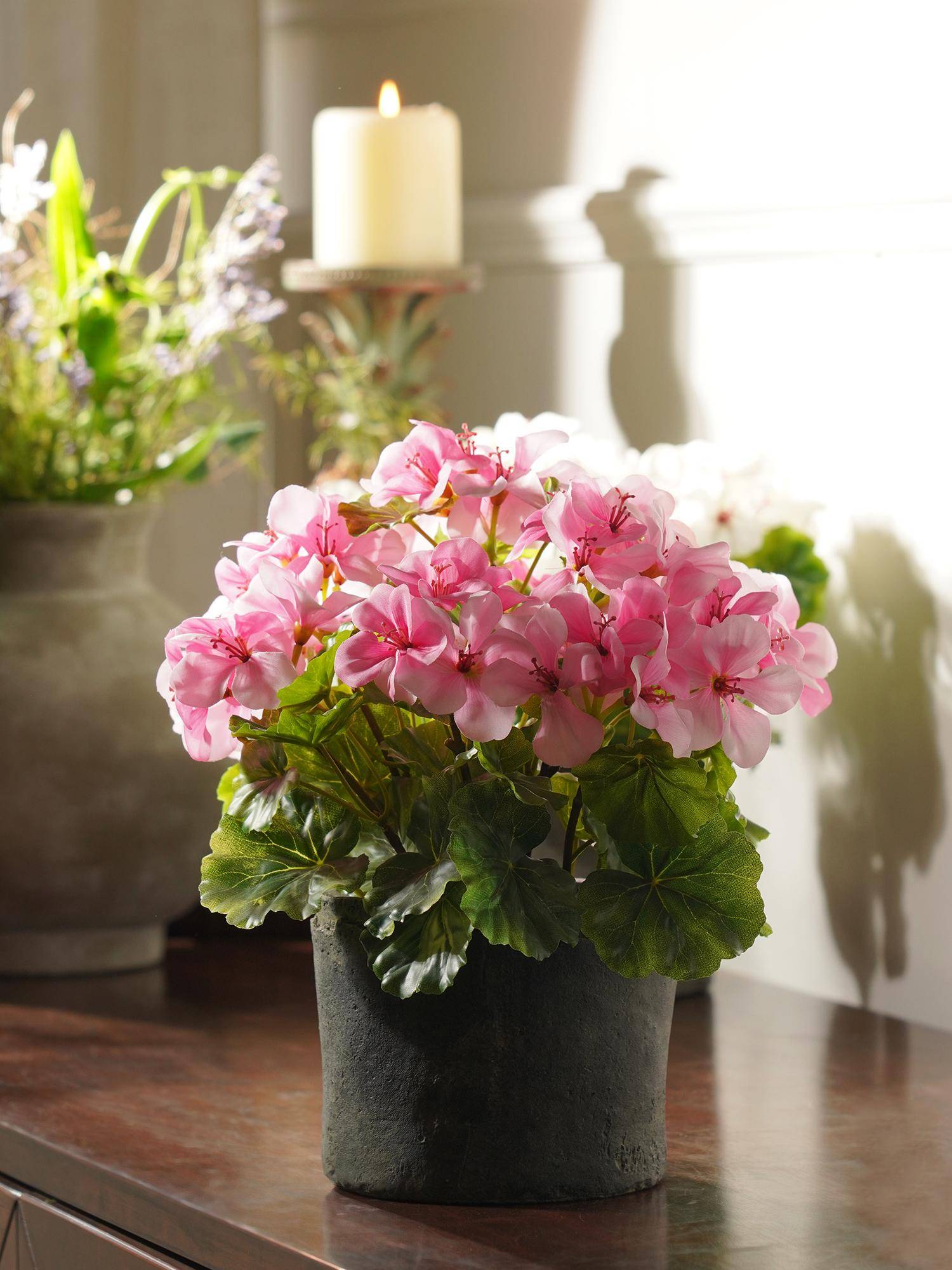 Pure Home + Living Light Pink Artificial Begonia Potted Plant