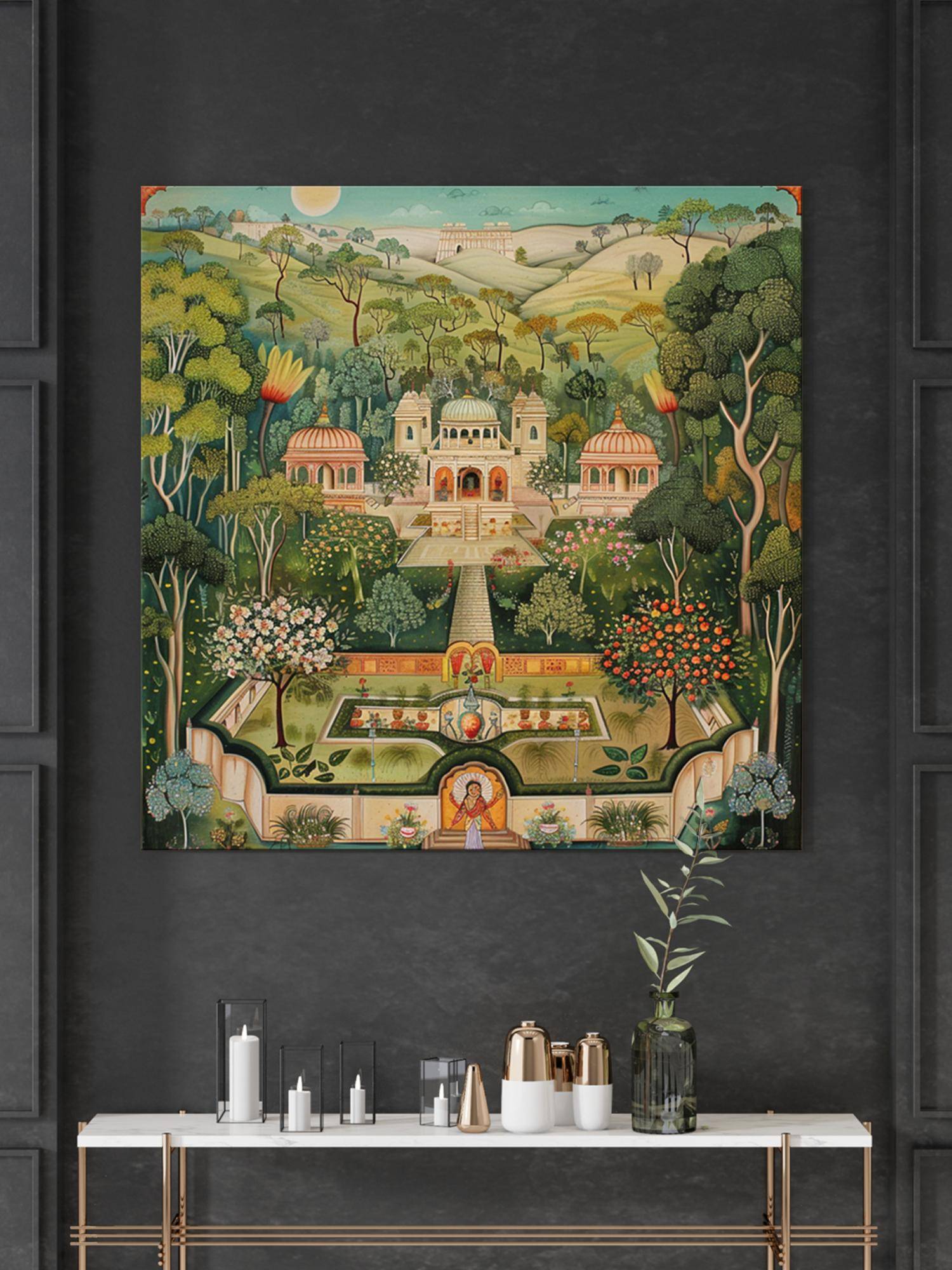 999Store Sanctuary Of Peace Traditional Palace Surrounded By Nature Painting For Wall Decoration
