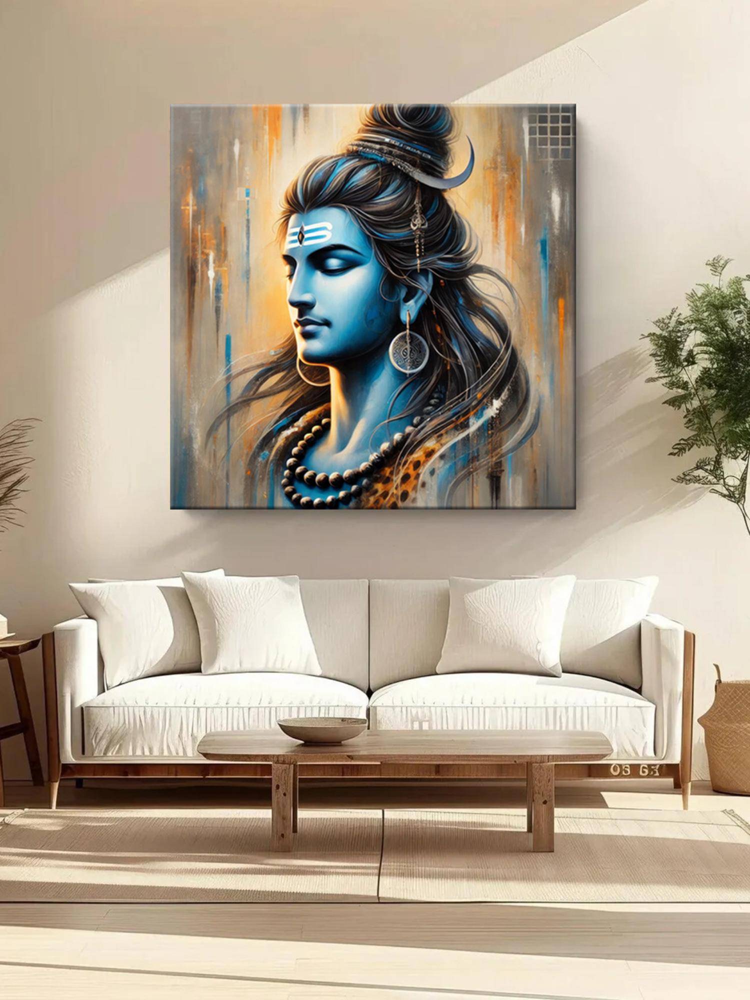 999Store Peaceful Shiva Portrait Canvas Painting
