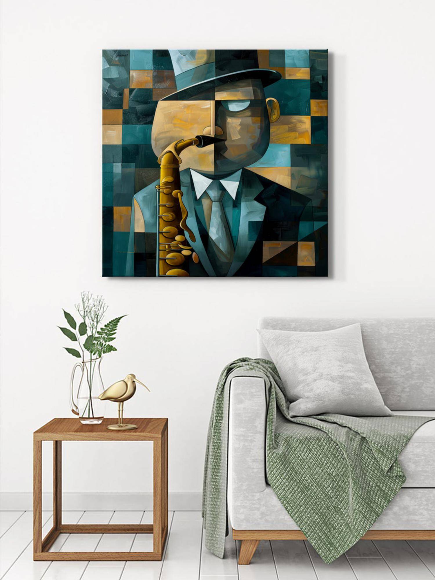 999Store Jazz Musician Canvas-Wrapped Painting