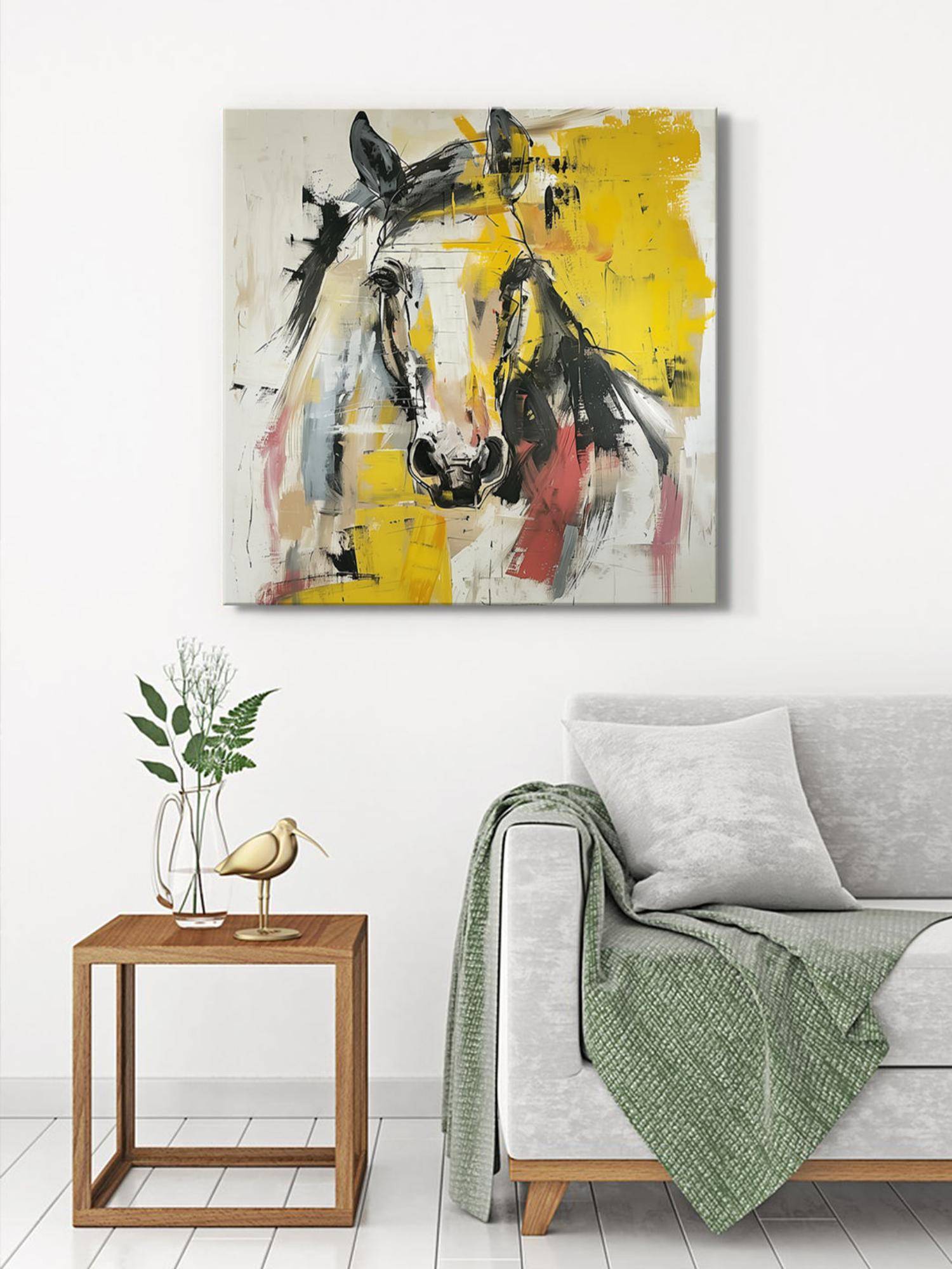 999Store Abstract Horse Canvas-Wrapped Painting