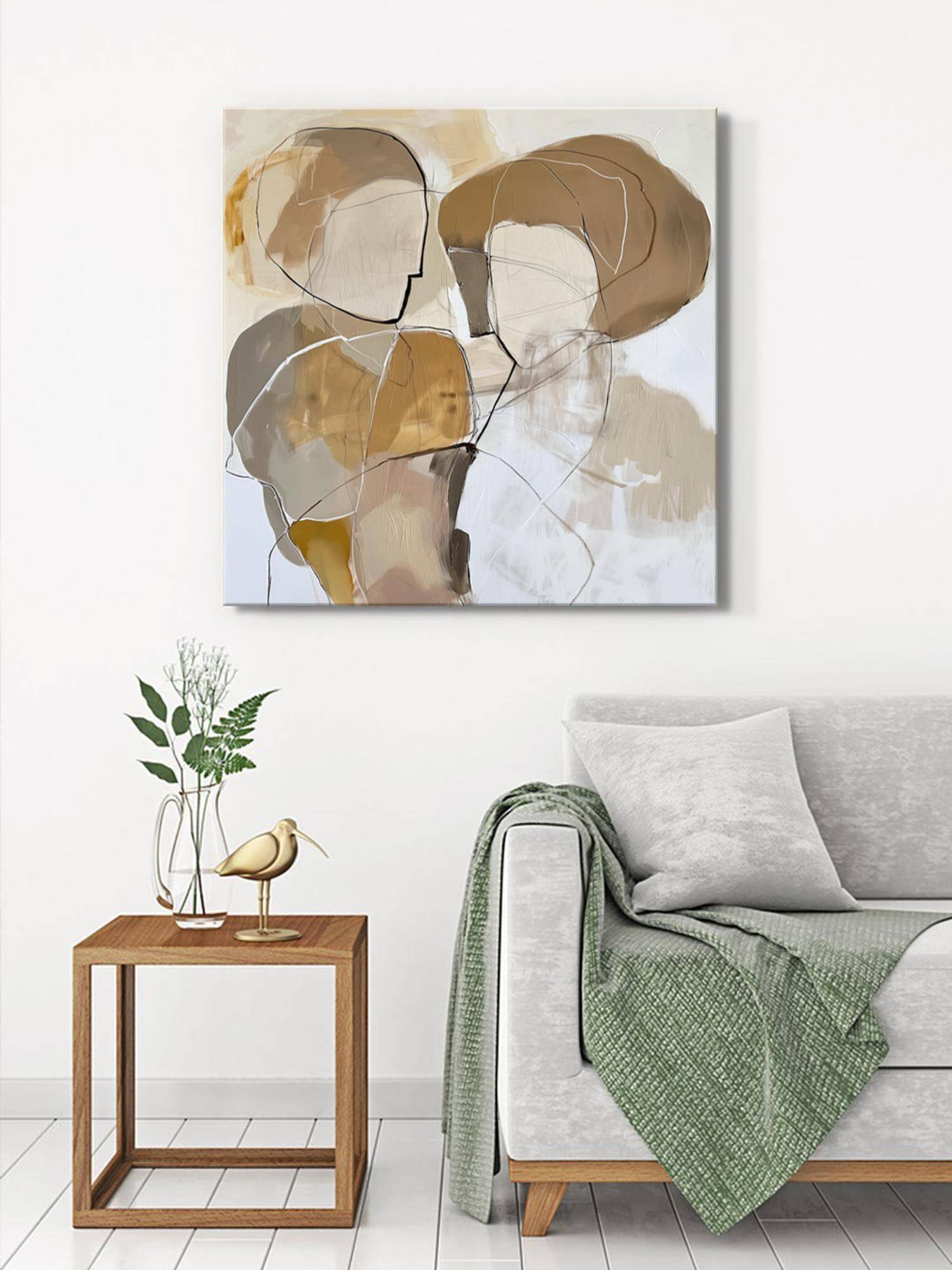 999Store Neutral Tones Abstract Canvas-Wrapped Painting