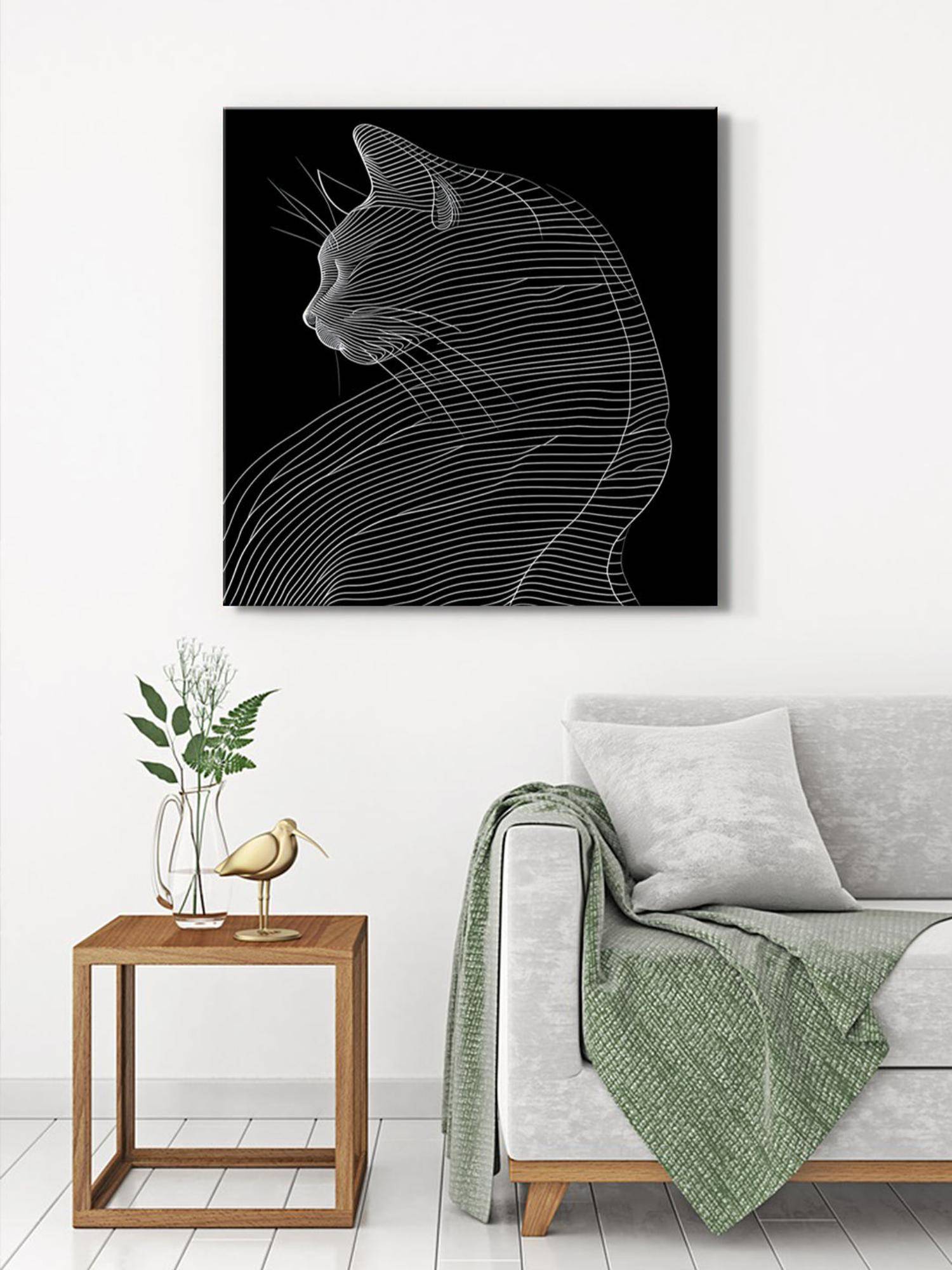 999Store Line Art Cat Canvas-Wrapped Painting