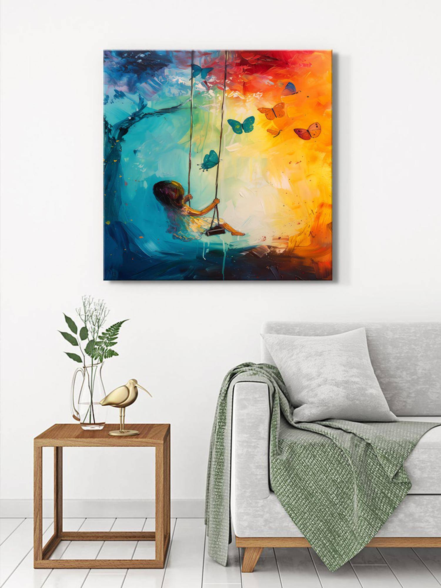 999Store Whimsical Child On Swing Canvas-Wrapped Painting