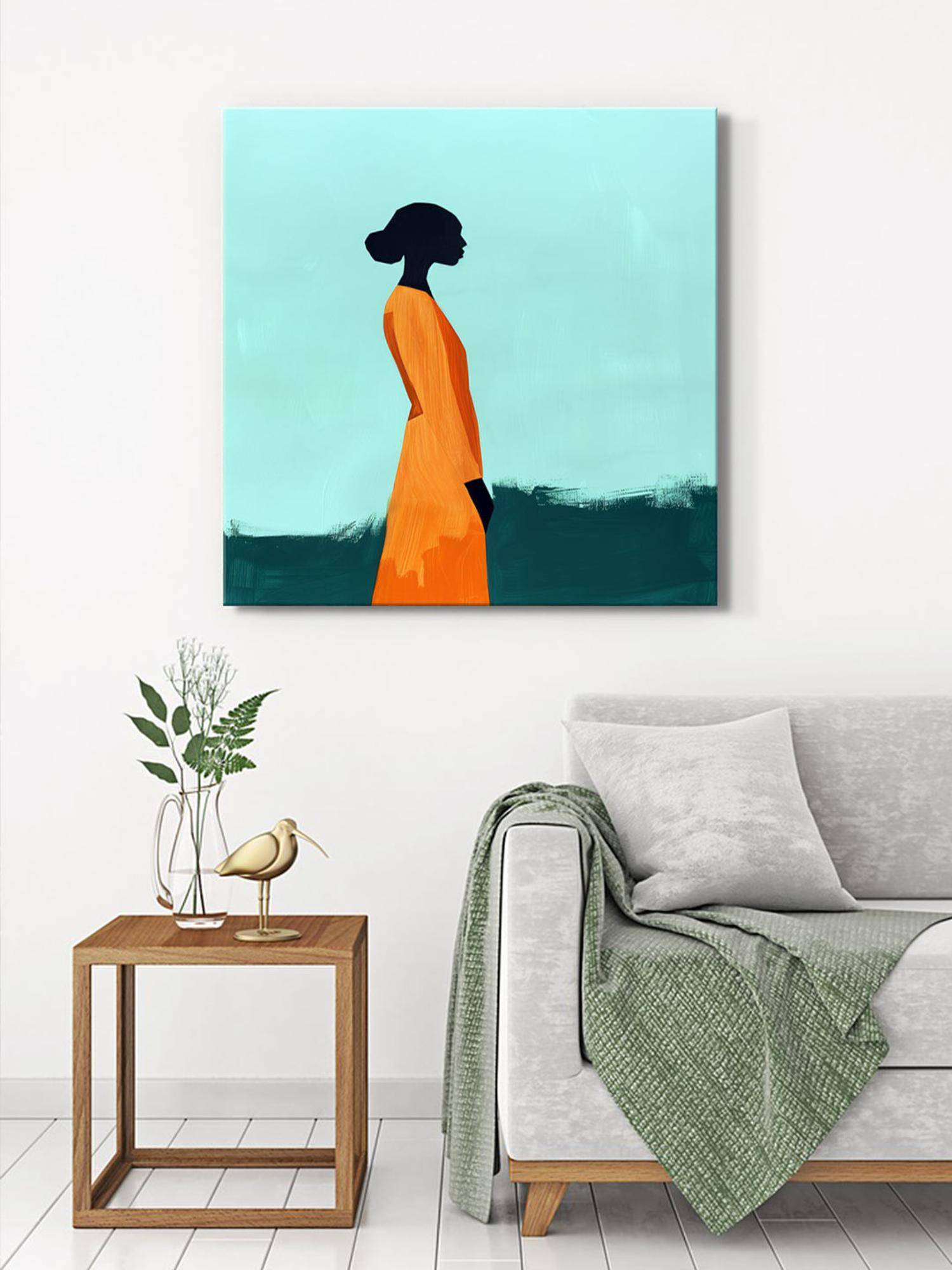 999Store Minimalist Silhouette Canvas-Wrapped Painting