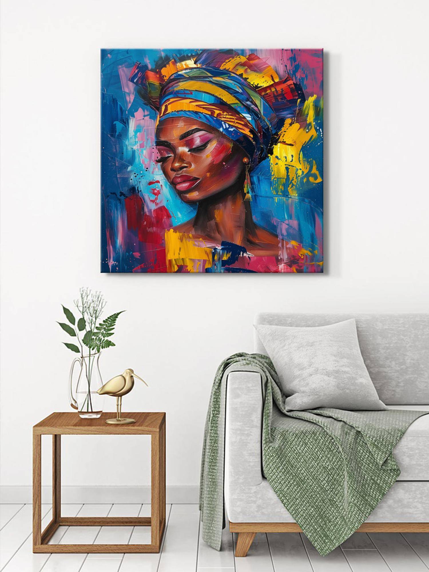 999Store Elegant African Woman Canvas-Wrapped Painting