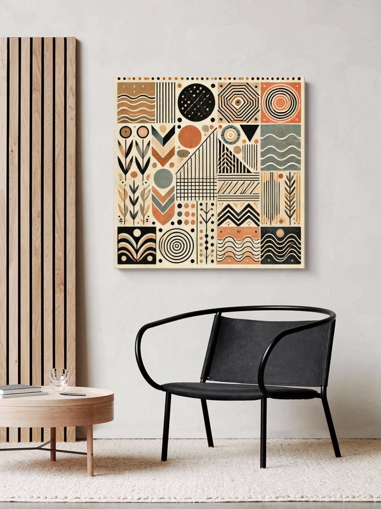 999Store Tribal Patterns Geometric Canvas-Wrapped Painting - Ethnic Wall Decoration