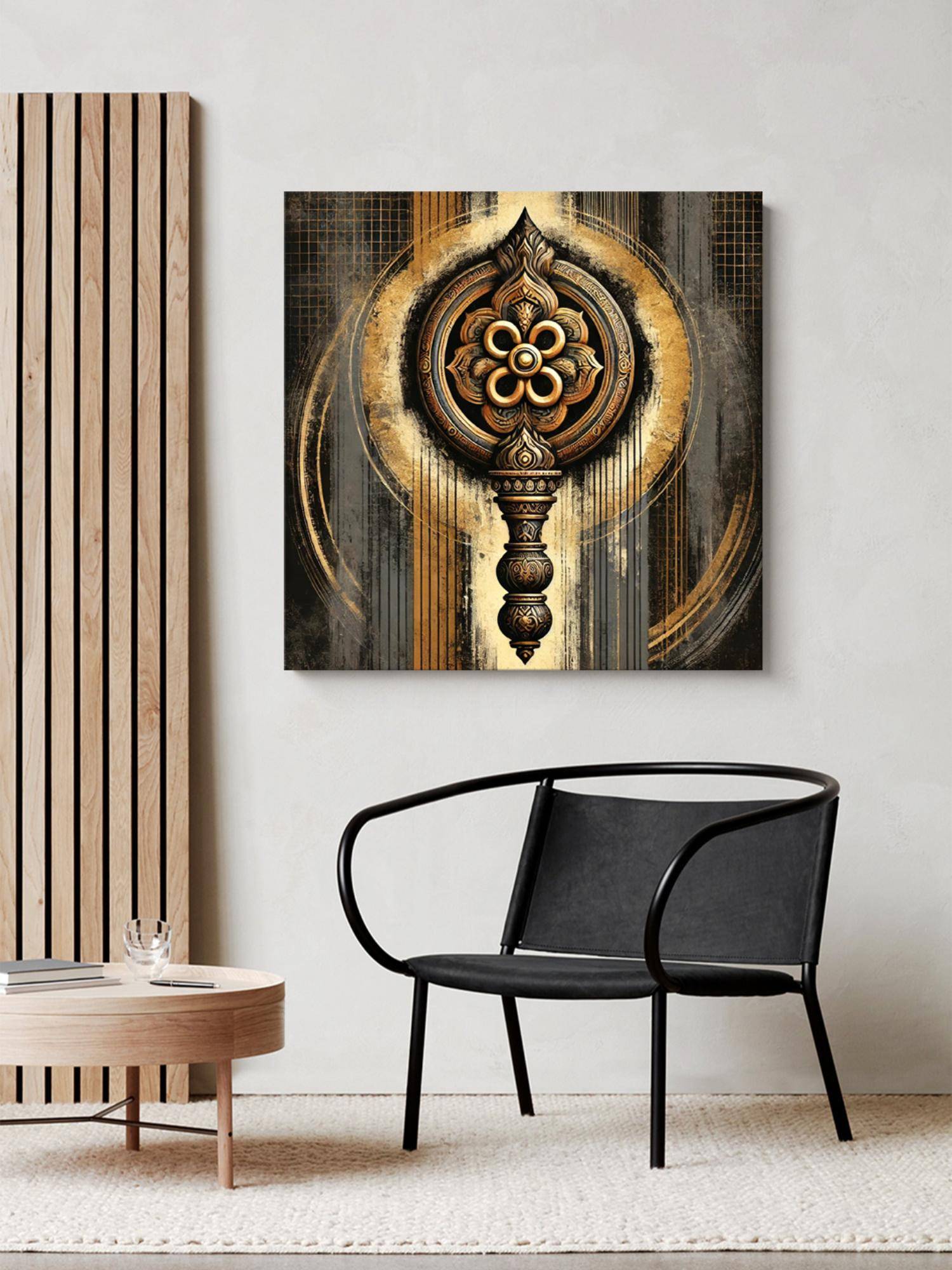 999Store Canvas Wrapped Painting Of Ornamental Mandala - Spiritual Art For Yoga Studios