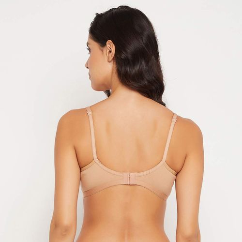 Buy Clovia Cotton Rich Solid Non-Padded Full Cup Wire Free T-shirt Bra -  Nude Online