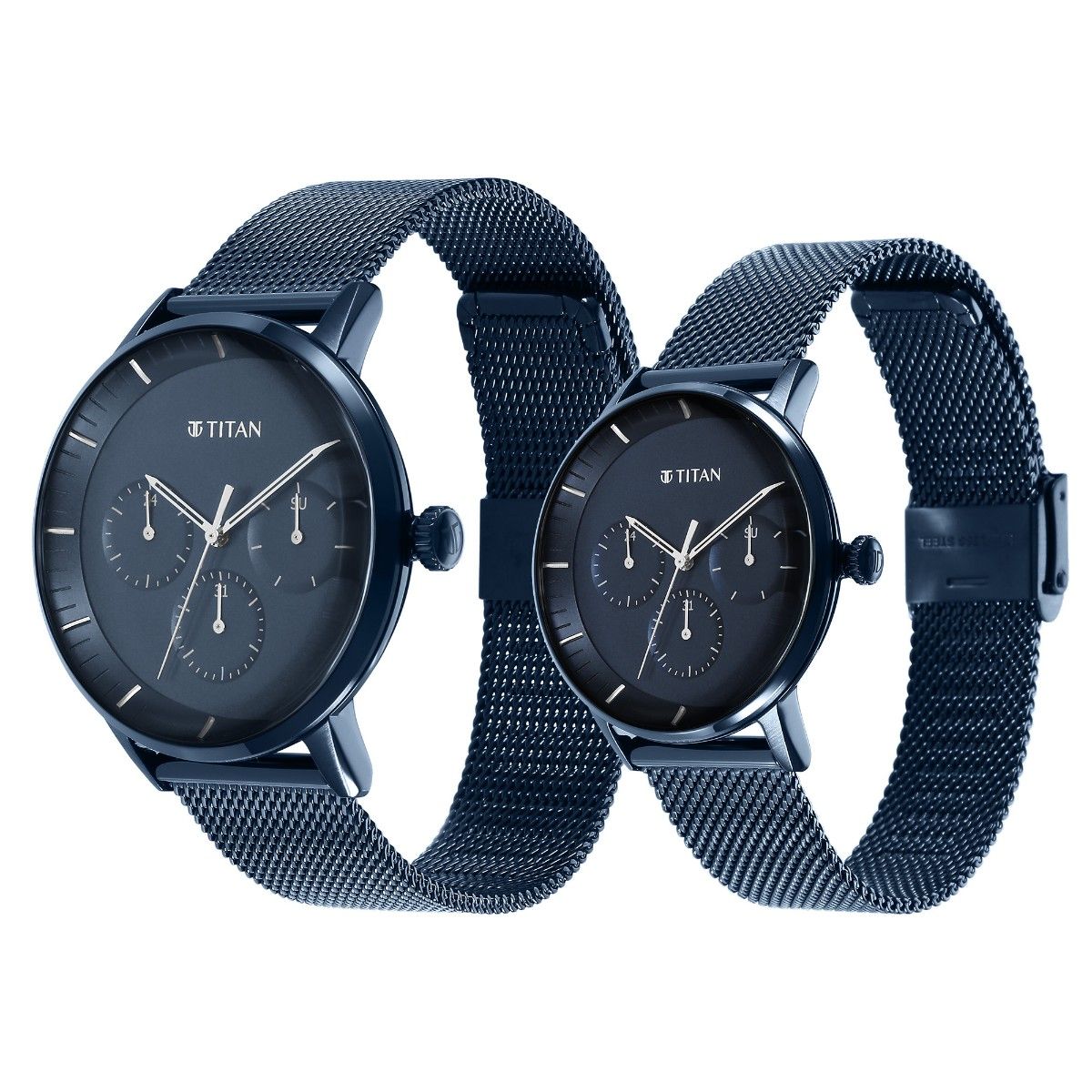 Buy Titan Modern Bandhan 9400694206QM01 Blue Dial Analog Watch Set