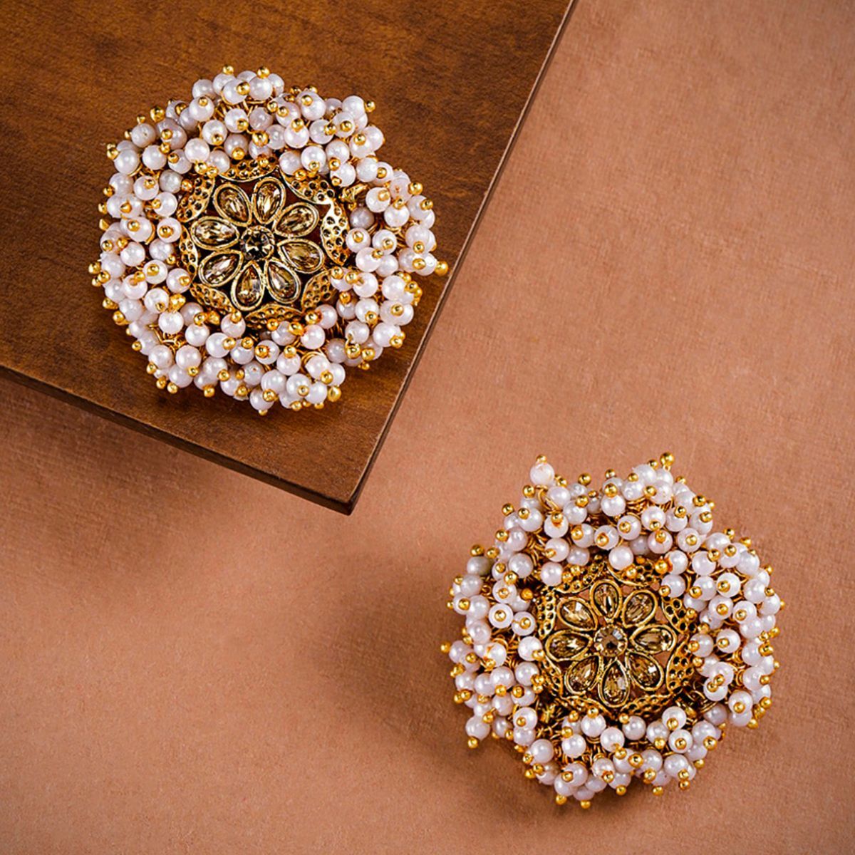 Zoë Chicco 14k Gold Mixed Prong Diamond & Pearl Cluster Stud Earrings – ZOË  CHICCO