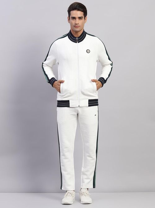 Monte Carlo Mens Self Design White High Neck Full Sleeve Tracksuit (Set of  2)