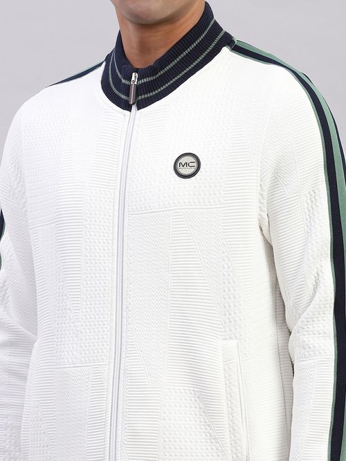 Monte Carlo Mens Self Design White High Neck Full Sleeve Tracksuit (Set of  2)