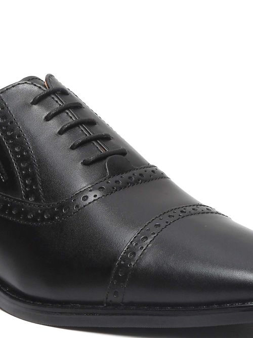 Louis Stitch Black Handmade Italian Leather Oxfords Formal Lace Up Shoes  For Men