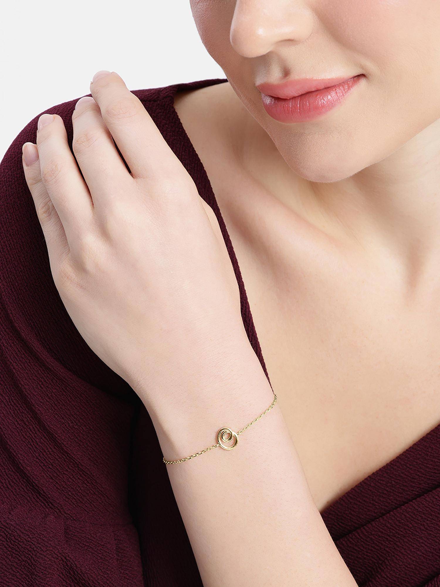 Carlton London 18Kt Gold Plated Spiral Charm Bracelet