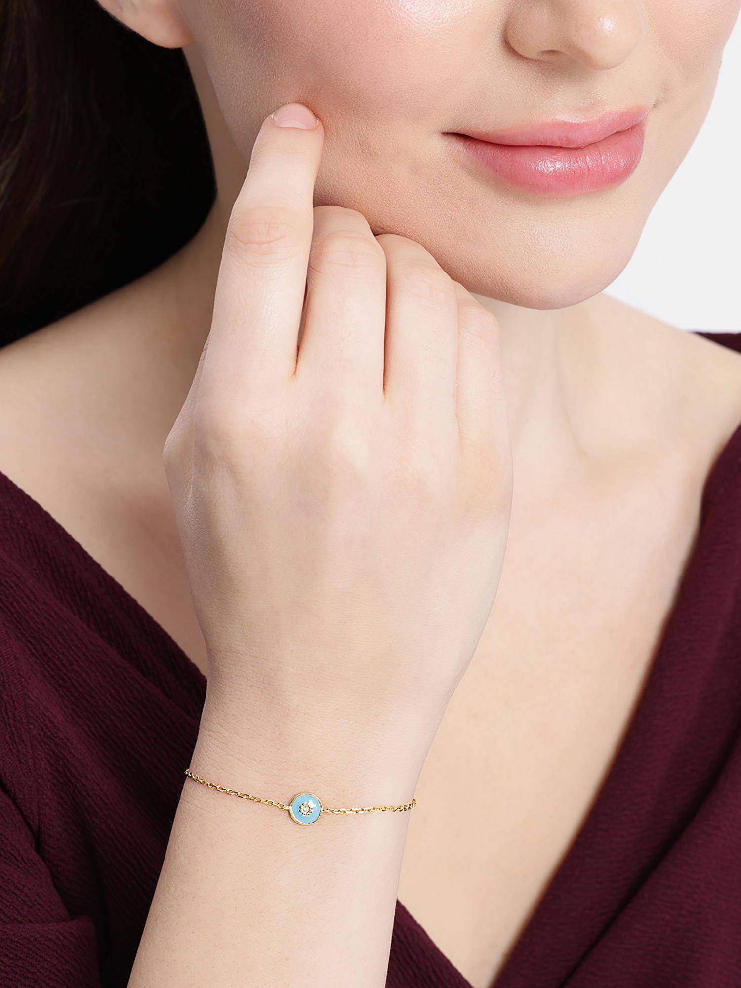 Carlton London 18Kt Gold Plated Circular Enamel Wraparoun Bracelet