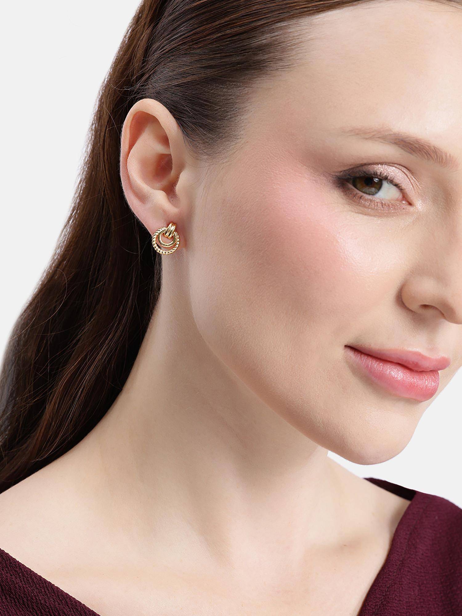 Carlton London 18Kt Gold Plated Circular Stud Earrings