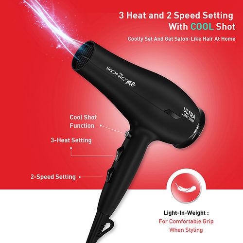 Buy Ikonic Me Ultralight 2000 Hair Dryer Black Online