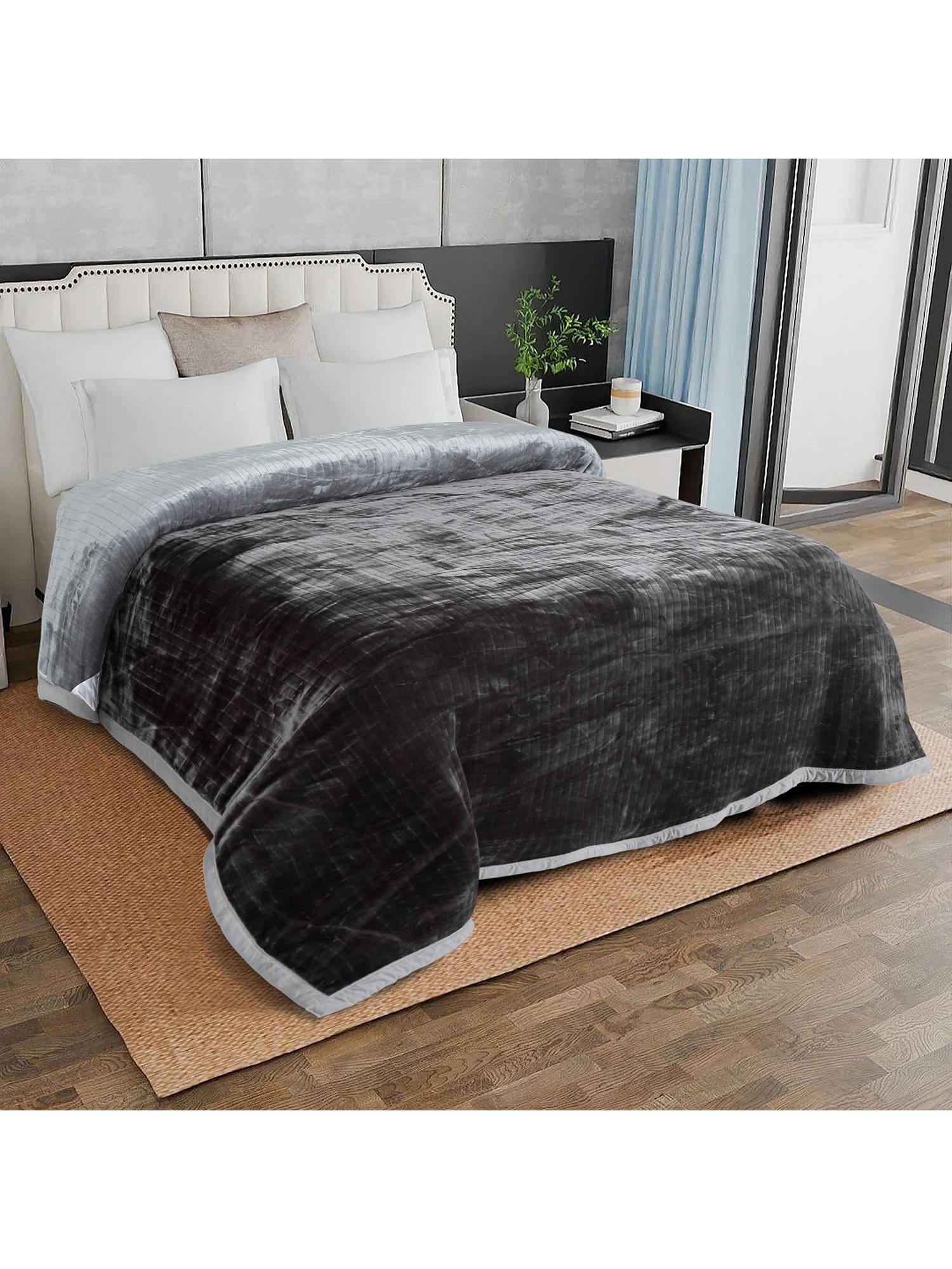 Signature Union Bonded 2 Ply Double Bed Blanket - Grey