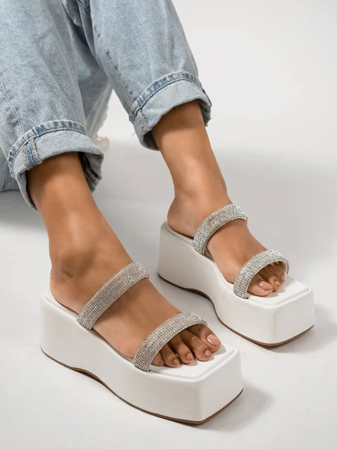 Shoetopia Women White Embellished Heels: Buy Shoetopia Women White  Embellished Heels Online at Best Price in India | Nykaa